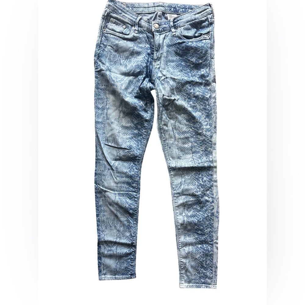 H & M Blue Snake Print Skinny Jeans - size 27